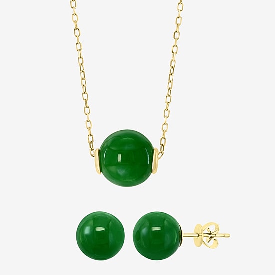 Effy Final Call Limited Quantities! Womens Genuine Green Jade 14K Gold Round 2-pc. Jewelry Set
