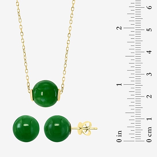 Effy Final Call Limited Quantities! Womens Genuine Green Jade 14K Gold Round 2-pc. Jewelry Set