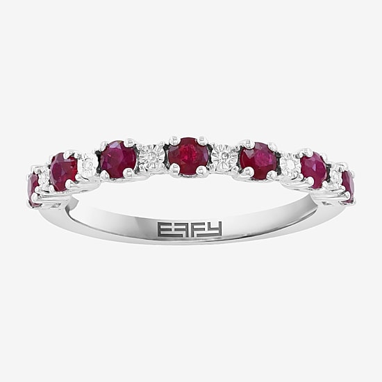 Effy Final Call Limited Quantities! Womens Diamond Accent Genuine Ruby Sterling Silver Stackable Ring