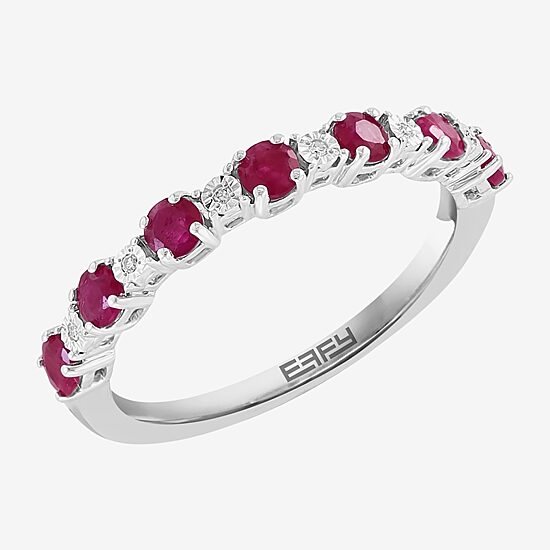 Effy Final Call Limited Quantities! Womens Diamond Accent Genuine Ruby Sterling Silver Stackable Ring