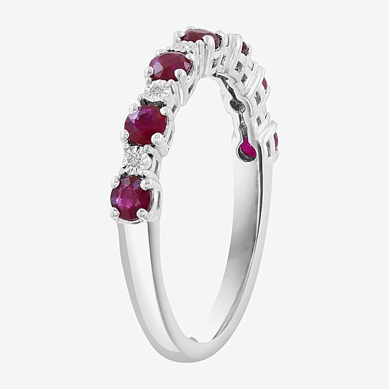Effy Final Call Limited Quantities! Womens Diamond Accent Genuine Ruby Sterling Silver Stackable Ring
