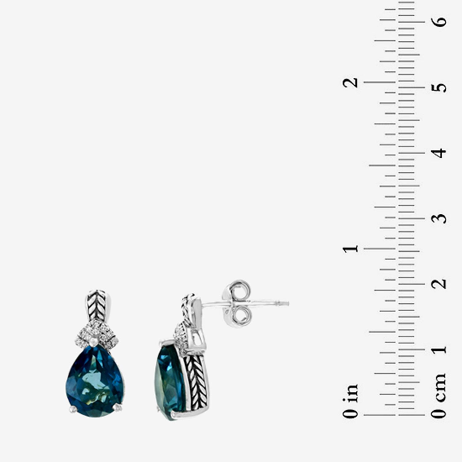 Effy Final Call Limited Quantities! Diamond Accent Genuine Blue Topaz Sterling Silver 12mm Pear Stud Earrings