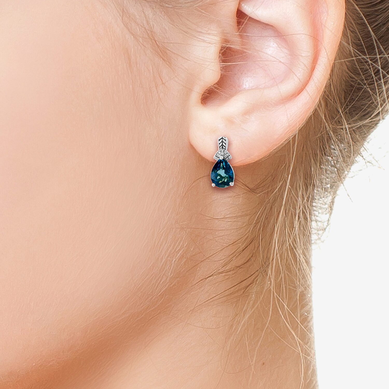 Effy Final Call Limited Quantities! Diamond Accent Genuine Blue Topaz Sterling Silver 12mm Pear Stud Earrings