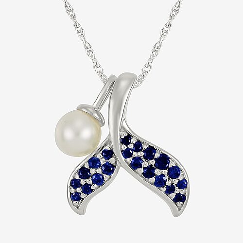 Womens Genuine White Sterling Silver 18 Inch Pendant Necklace, One Size, Blue