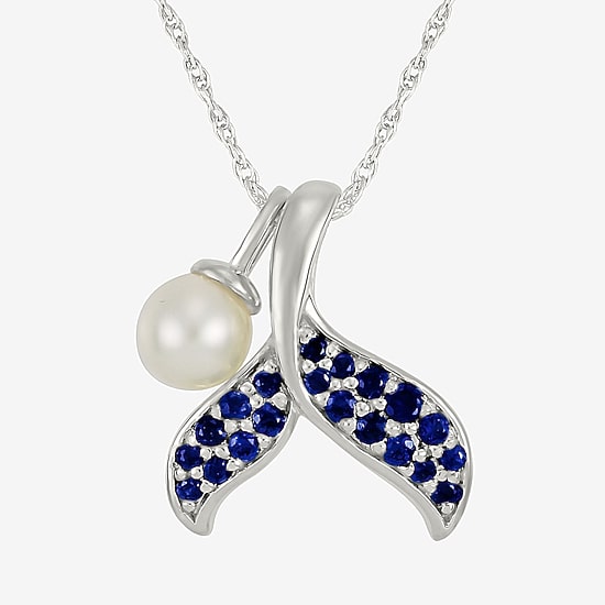 Womens Genuine White Sterling Silver 18 Inch Pendant Necklace