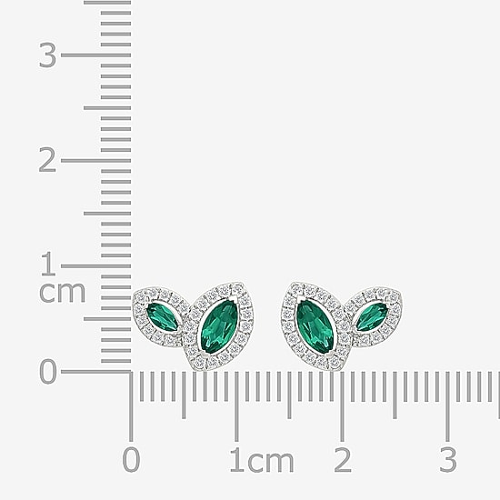 Lab Created Green Emerald Sterling Silver 8.5mm Marquise Stud Earrings