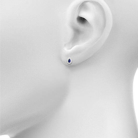Lab Created Blue Sapphire Sterling Silver 10.5mm Pear Stud Earrings