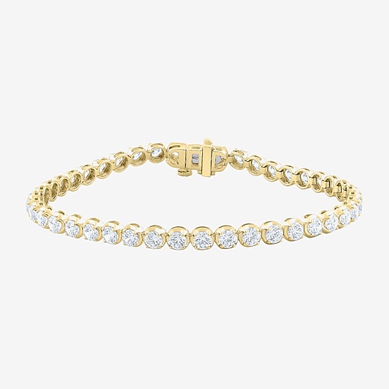 (F / Vs2) Womens 5 CT. T.W. Lab Grown White Diamond 10K Gold 8 Inch Tennis Bracelet