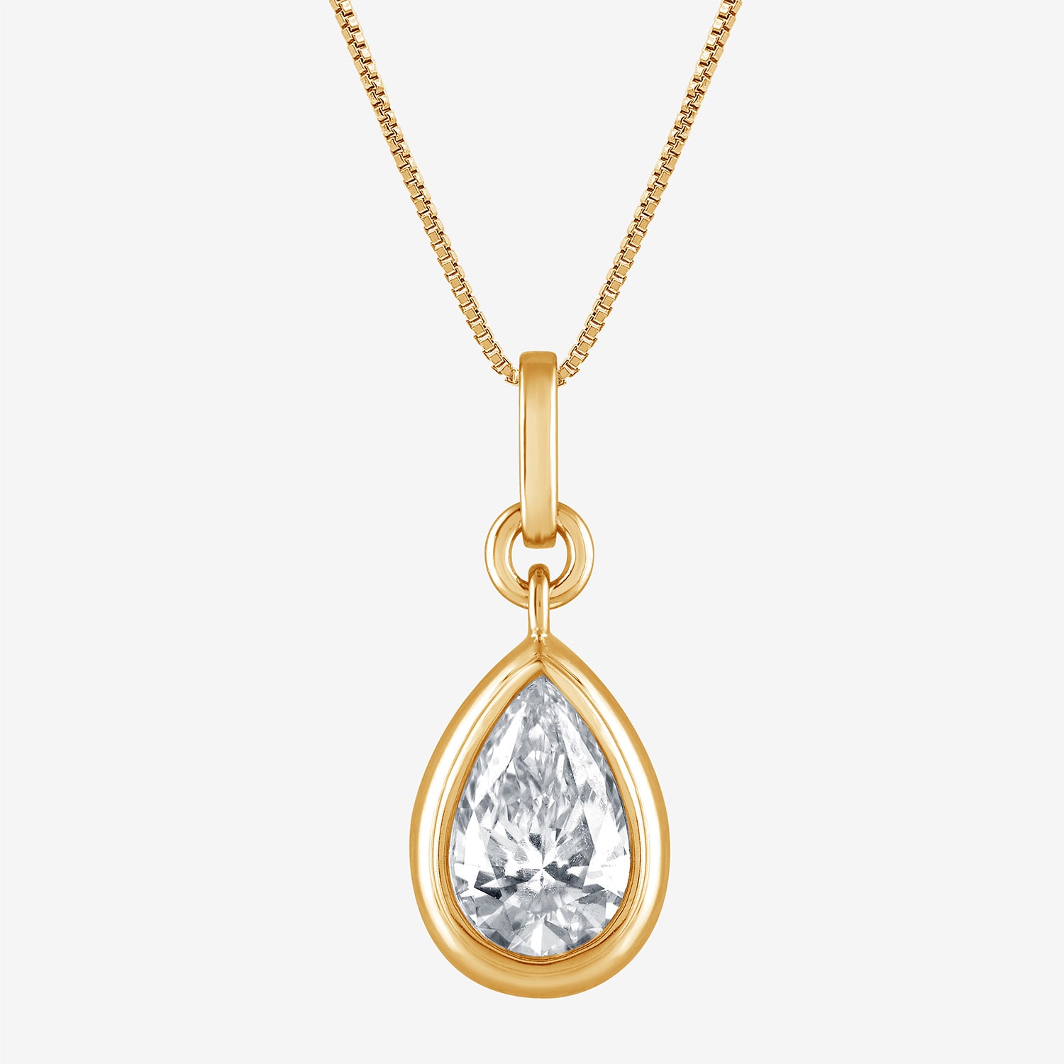 (G/Si1-Si2) Womens 1 CT. T.W. Lab Grown White Diamond 14K Gold Over Silver Pear 18 Inch Pendant Necklace