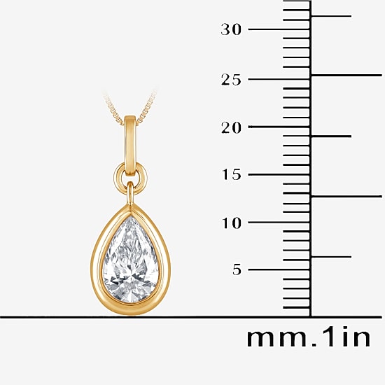 (G/Si1-Si2) Womens 1 CT. T.W. Lab Grown White Diamond 14K Gold Over Silver Pear 18 Inch Pendant Necklace