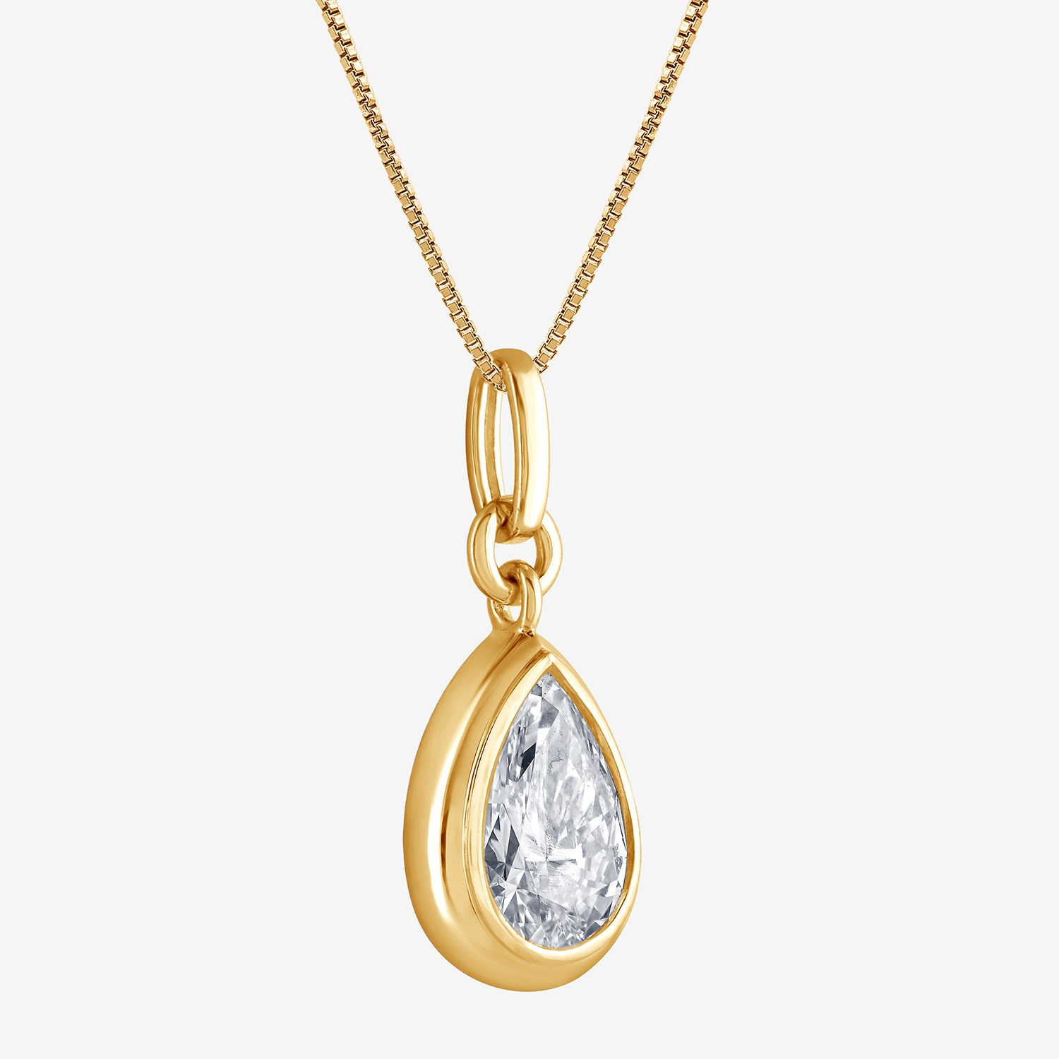 (G/Si1-Si2) Womens 1 CT. T.W. Lab Grown White Diamond 14K Gold Over Silver Pear 18 Inch Pendant Necklace