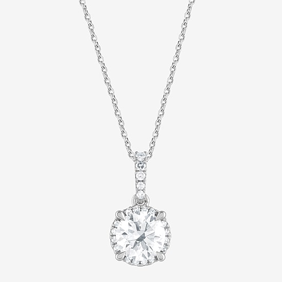 (G/Si1-Si2) Womens 1 CT. T.W. Lab Grown White Diamond Sterling Silver Round 18 Inch Pendant Necklace