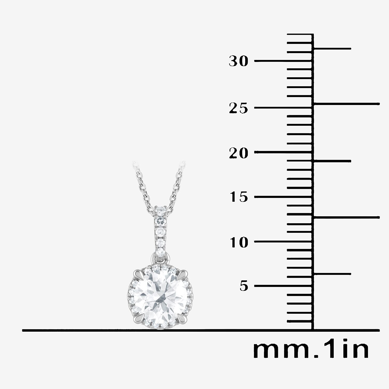 G/Si1-Si2) Womens 1 CT. T.W. Lab Grown White Diamond Sterling Silver Round 18 Inch Pendant Necklace