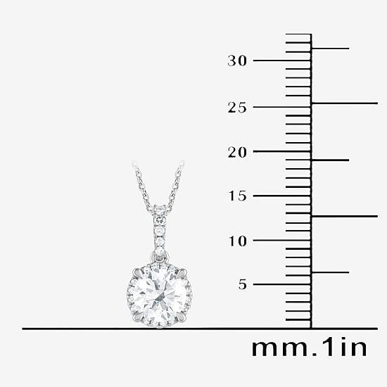 (G/Si1-Si2) Womens 1 CT. T.W. Lab Grown White Diamond Sterling Silver Round 18 Inch Pendant Necklace