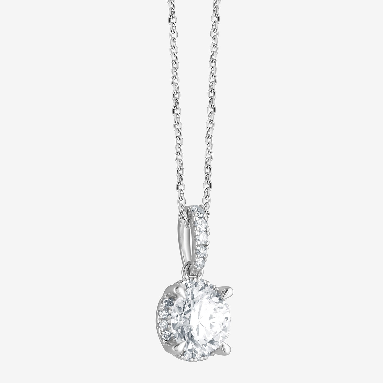 G/Si1-Si2) Womens 1 CT. T.W. Lab Grown White Diamond Sterling Silver Round 18 Inch Pendant Necklace