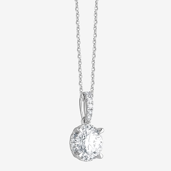 (G/Si1-Si2) Womens 1 CT. T.W. Lab Grown White Diamond Sterling Silver Round 18 Inch Pendant Necklace