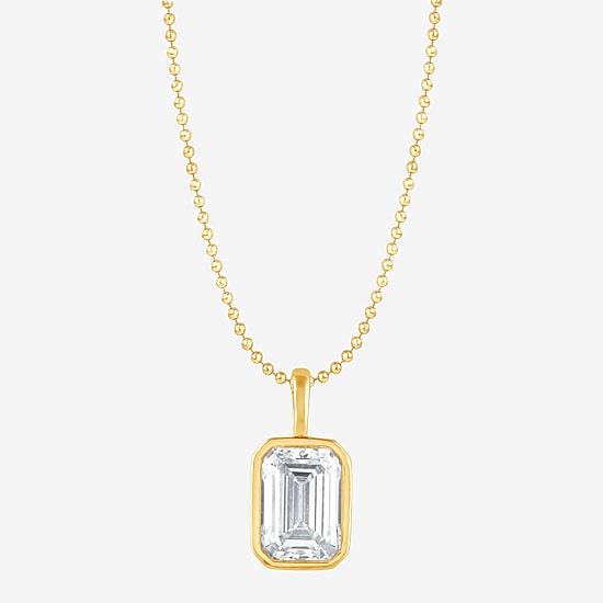 (G/Si1-Si2) Womens 1 CT. T.W. Lab Grown White Diamond 14K Gold Over Silver 18 Inch Pendant Necklace