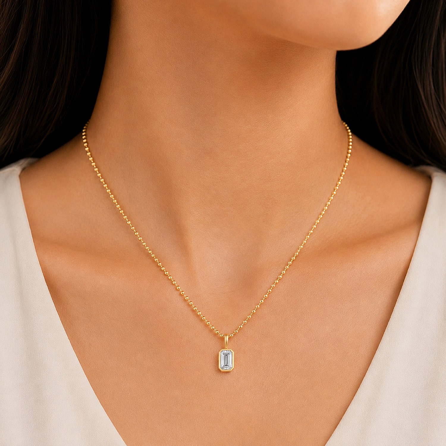 (G/Si1-Si2) Womens 1 CT. T.W. Lab Grown White Diamond 14K Gold Over Silver 18 Inch Pendant Necklace