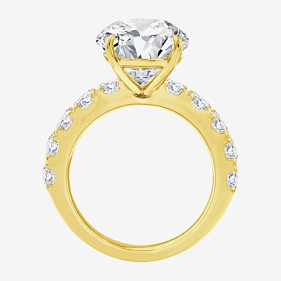 Signature By Modern Bride (F / Vs2) Womens 8 1/2 Ct. T.W. Lab Grown White Diamond 14K Gold Oval Side Stone Engagement Ring