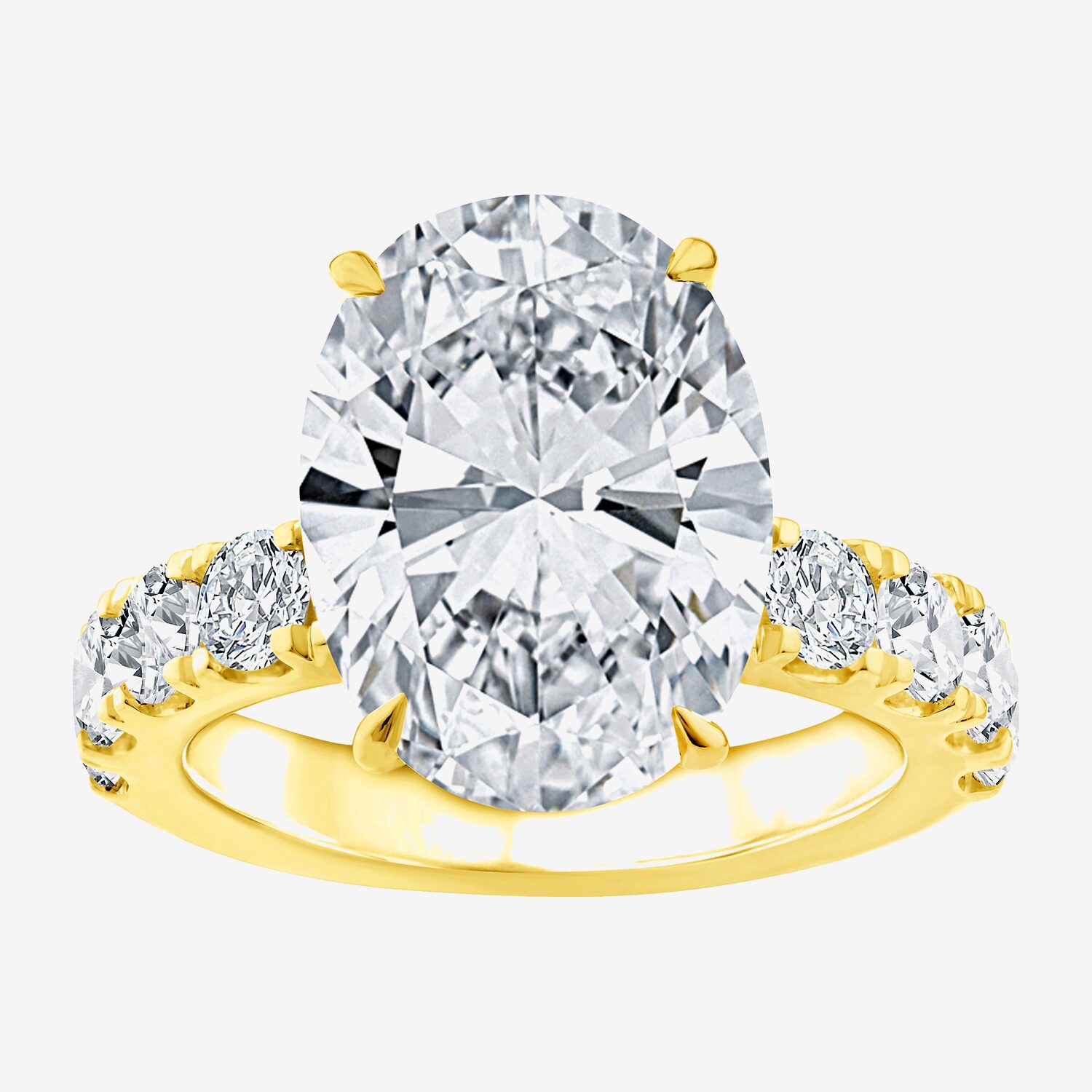 Signature By Modern Bride (F / Vs2) Womens 8 1/2 Ct. T.W. Lab Grown White Diamond 14K Gold Oval Side Stone Engagement Ring