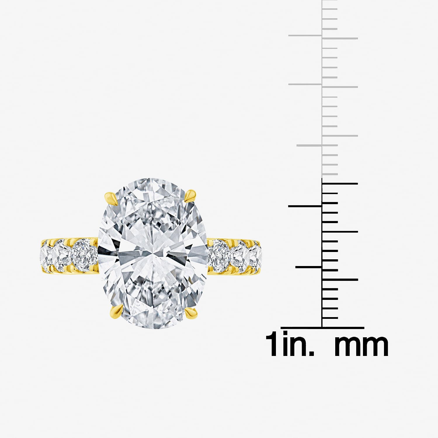 Signature By Modern Bride (F / Vs2) Womens 8 1/2 Ct. T.W. Lab Grown White Diamond 14K Gold Oval Side Stone Engagement Ring