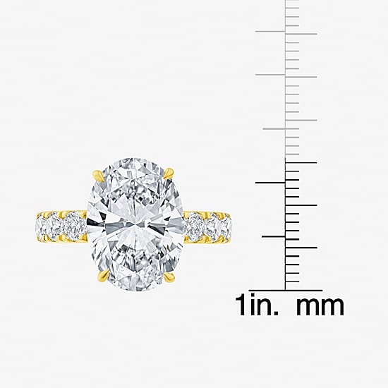 Signature By Modern Bride (F / Vs2) Womens 8 1/2 Ct. T.W. Lab Grown White Diamond 14K Gold Oval Side Stone Engagement Ring