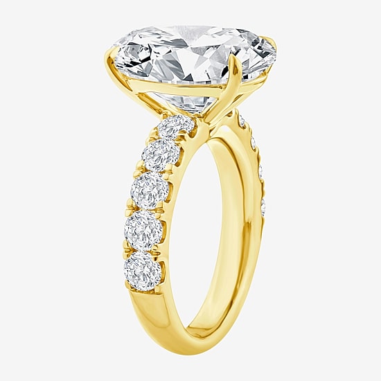 Signature By Modern Bride (F / Vs2) Womens 8 1/2 Ct. T.W. Lab Grown White Diamond 14K Gold Oval Side Stone Engagement Ring