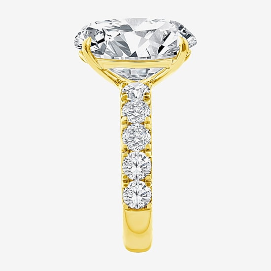 Signature By Modern Bride (F / Vs2) Womens 8 1/2 Ct. T.W. Lab Grown White Diamond 14K Gold Oval Side Stone Engagement Ring