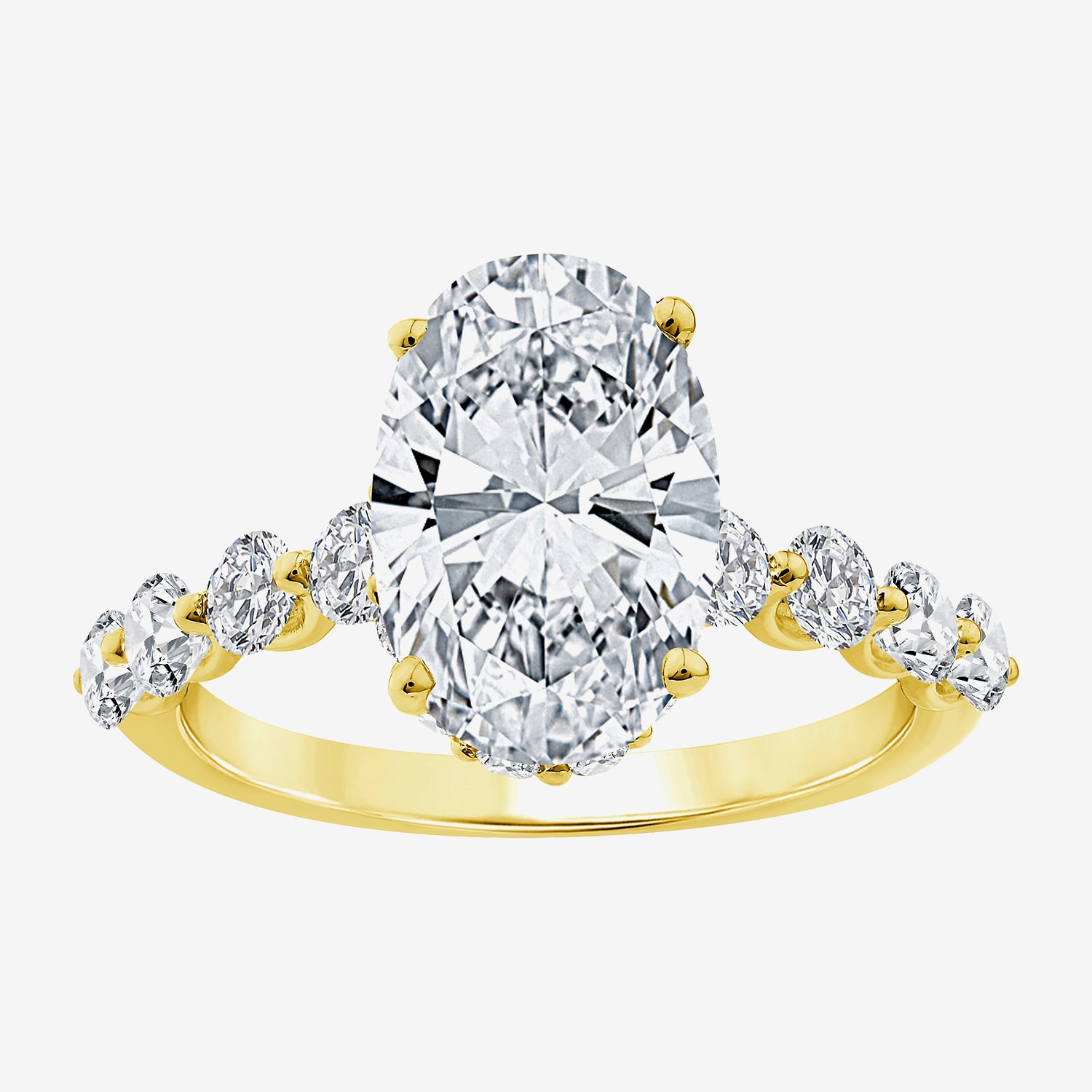Signature By Modern Bride (F / Vs2) Womens 4 CT. T.W. Lab Grown White Diamond 10K Gold Oval Side Stone Engagement Ring