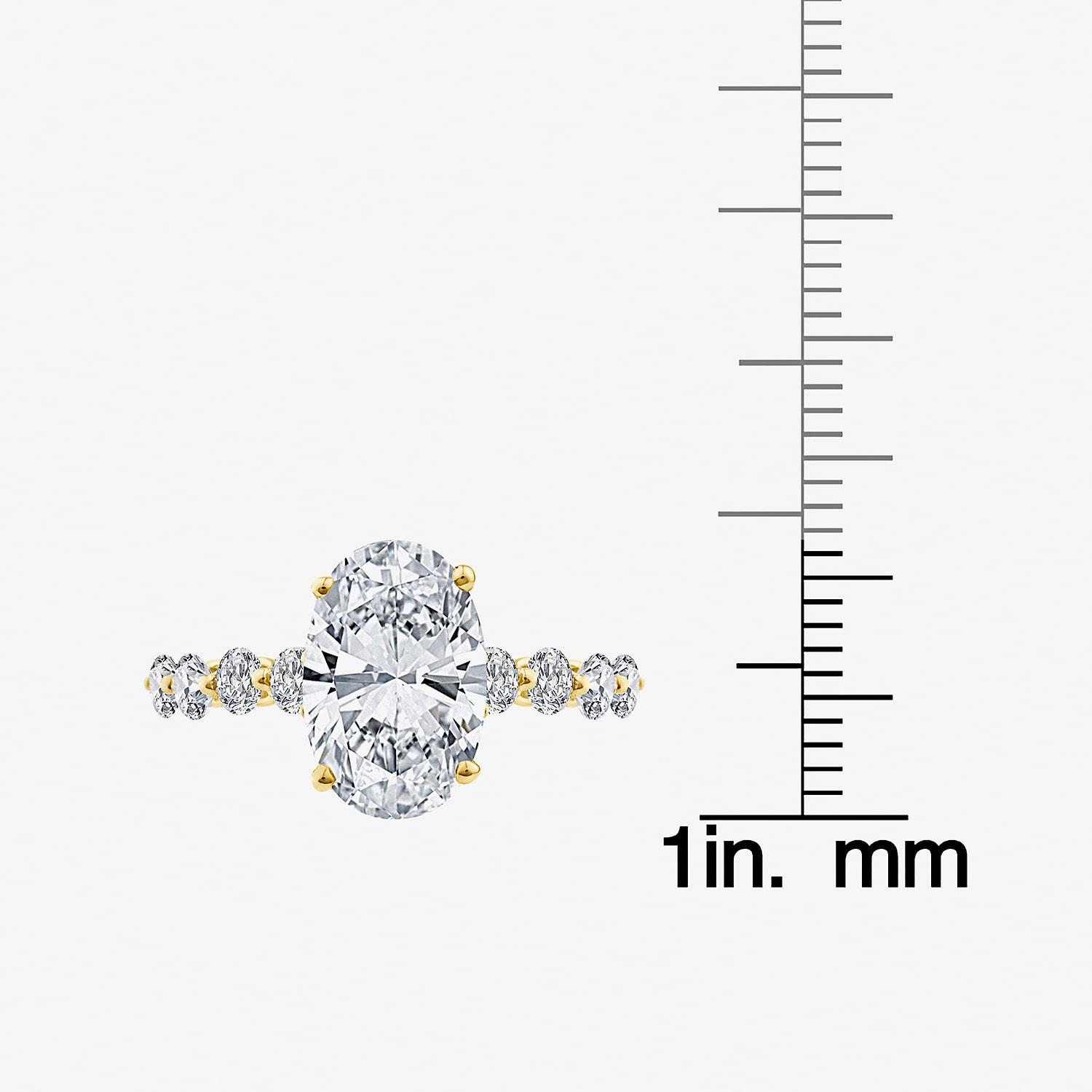 Signature By Modern Bride (F / Vs2) Womens 4 CT. T.W. Lab Grown White Diamond 10K Gold Oval Side Stone Engagement Ring