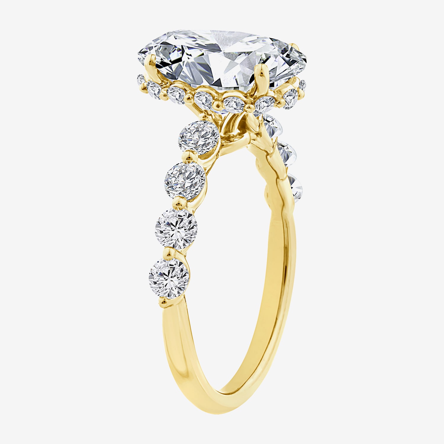 Signature By Modern Bride (F / Vs2) Womens 4 CT. T.W. Lab Grown White Diamond 10K Gold Oval Side Stone Engagement Ring