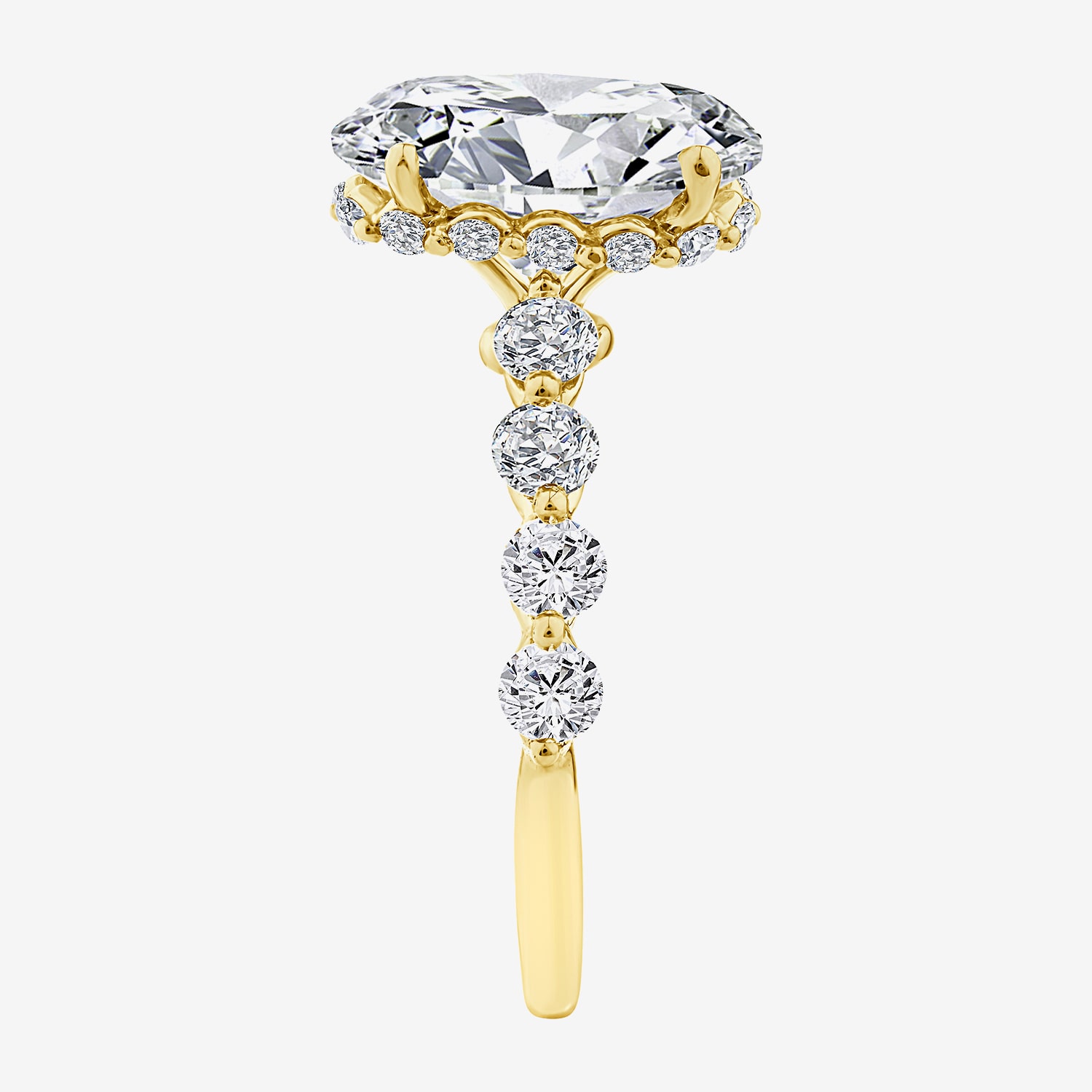 Signature By Modern Bride (F / Vs2) Womens 4 CT. T.W. Lab Grown White Diamond 10K Gold Oval Side Stone Engagement Ring