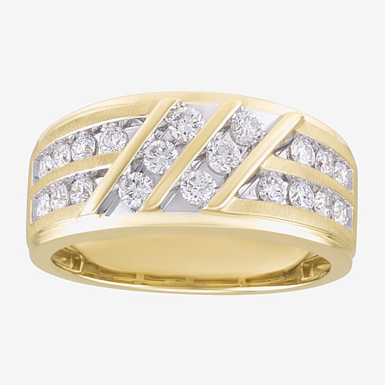 (F / Vs2) Mens 10MM 1 CT. T.W. Lab Grown White Diamond 10K Gold Wedding Band