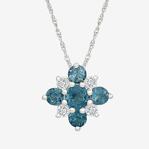 FINE JEWELRY Womens Genuine Blue Topaz Sterling Silver 17 1/2 Inch Pendant Necklace, One Size, Blue
