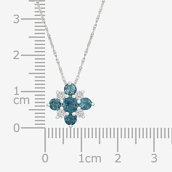 Womens Genuine Blue Topaz Sterling Silver 17 1/2 Inch Pendant Necklace