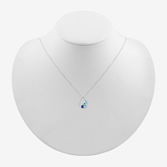 Womens Genuine Blue Topaz Sterling Silver Pear 18 Inch Pendant Necklace