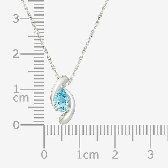 Womens Genuine Blue Topaz Sterling Silver Pear 18 Inch Pendant Necklace