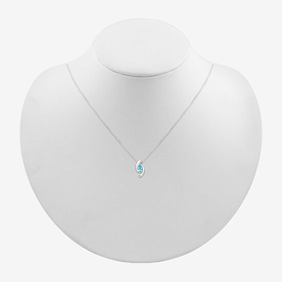 Womens Genuine Blue Topaz Sterling Silver Pear 18 Inch Pendant Necklace