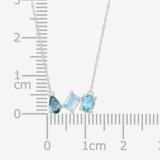 Womens Genuine Blue Topaz Sterling Silver 17 1/2 Inch Pendant Necklace