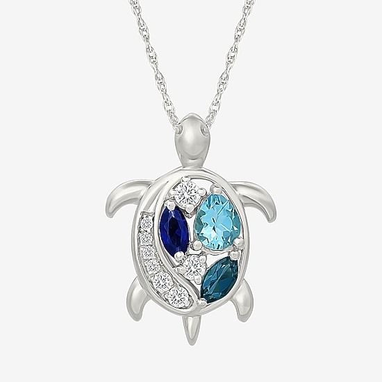 Womens Genuine Blue Topaz Sterling Silver 18 Inch Pendant Necklace