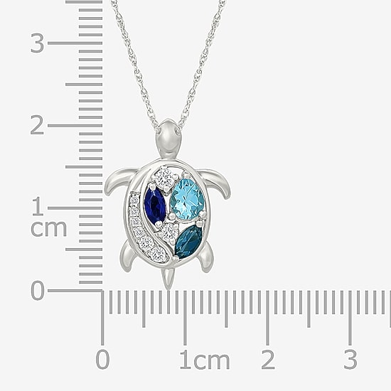 Womens Genuine Blue Topaz Sterling Silver 18 Inch Pendant Necklace