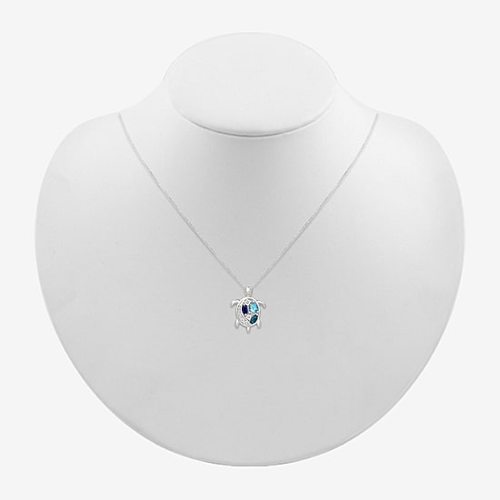 Womens Genuine Blue Topaz Sterling Silver 18 Inch Pendant Necklace