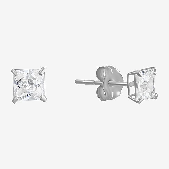 White Cubic Zirconia 14K Gold Stud Earrings