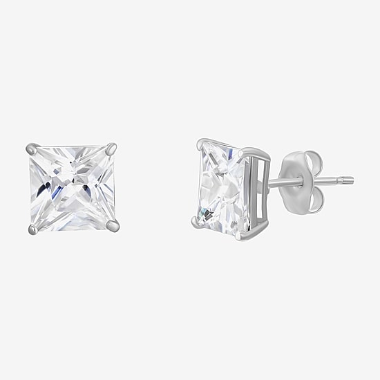 White Cubic Zirconia 14K Gold 13.8mm Stud Earrings