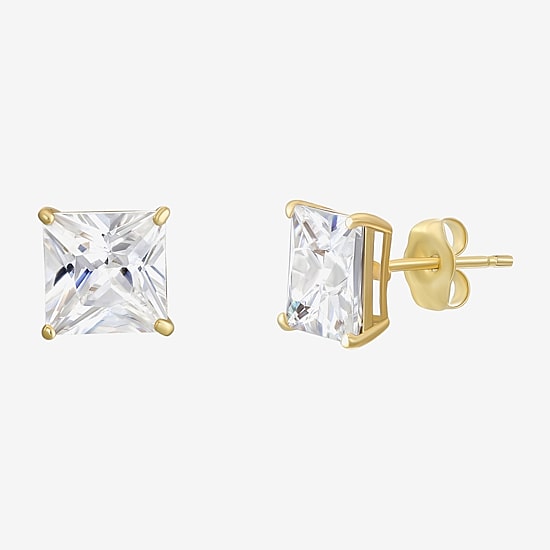 White Cubic Zirconia 14K Gold 13.8mm Stud Earrings