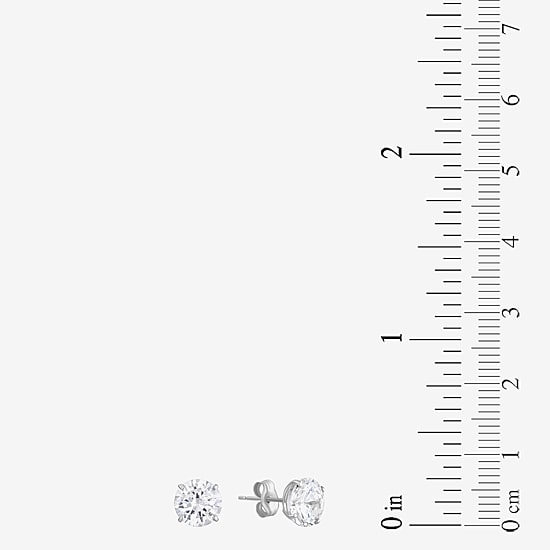 White Cubic Zirconia 14K Gold Round Stud Earrings