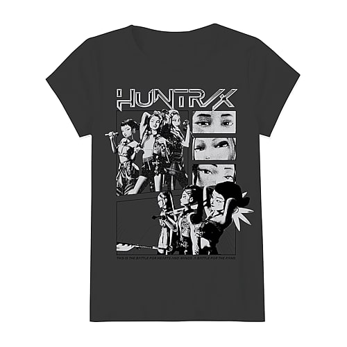 Little & Big Kid Girls Round Neck Short Sleeve Regular Fit KPOP Demon Hunters Graphic T-Shirt, Small (7-8), Black