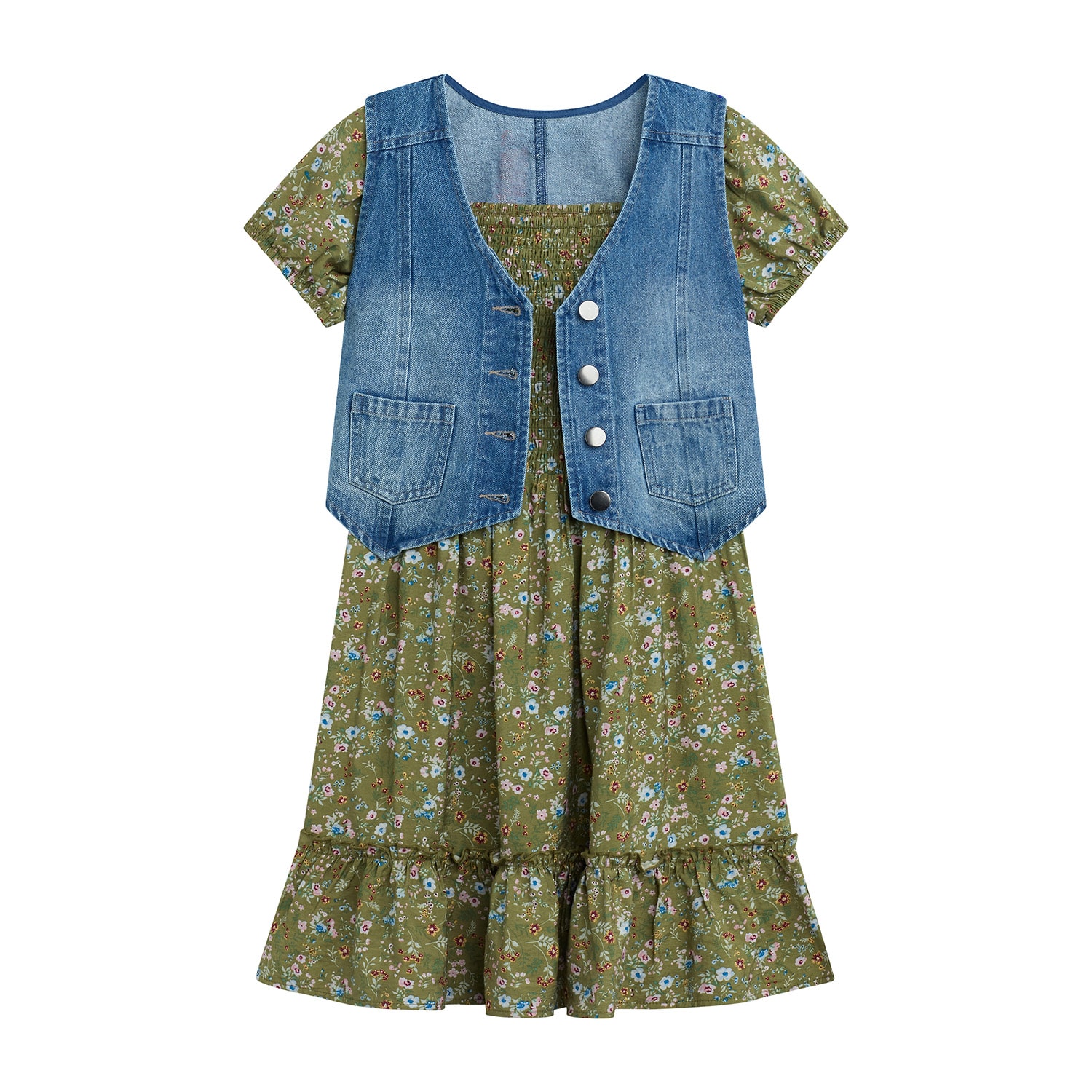 Byer California Girls Puffed Floral 2-pc. Dress Set