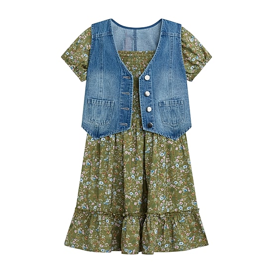 Byer California Girls Puffed Floral 2-pc. Dress Set