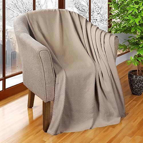 SUPERIOR Metro Woven Zig-Zag Chevron Cotton Multi-Use Throw, One Size, Beige